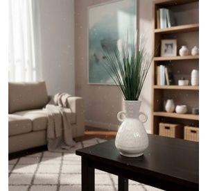 Jarrón Decorativo Doble Asa Relieve Geométrico Lujo AJ