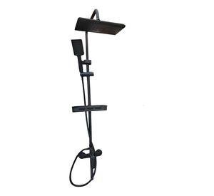 Ducha Columna Moderna Cuadrado Negro Mate 3 Funciones Jhn