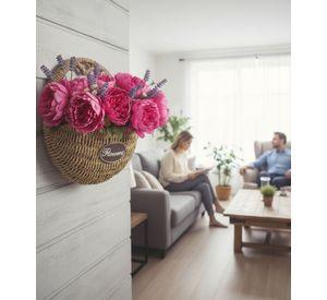 Florero Decorativo Cesta Tejida Colgante Rústico Pared Jhn