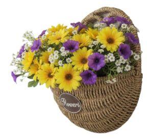 Florero Decorativo Cesta Tejida Colgante Rústico Pared Jhn