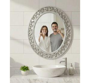 Espejo Pared Ovalado Estilo Barroco Relieve Ligero Jhn