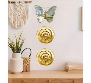 Set 3 Espejo Mariposas Diseño Flores Pared Decorativo Jhn