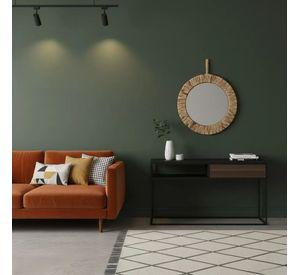 Espejo Decorativo Pared Estilo Boho Efecto Fibra Tejida Jhn
