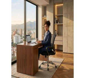 Silla de Oficina Giratoria con Malla y Base de Acero Cromado