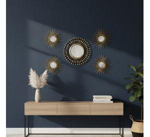 Set 5 Pza Espejo Pared Decorativo Mural Rayos Sol Jhn