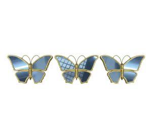 Set 3 Espejo Pared Mariposas Decorativas Arte Relieve Jhn