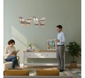 Set 2 Espejo Decorativo Pared Forma Mariposa Moderna Jhn