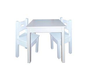 Mesa Infantil Blanca con 2 Sillas Blancas