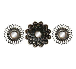 Espejo Pared Floral Conjunto Decorativo 3 Pza Hogar Jhn