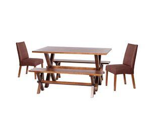 Juego De Comedor Sevilla 2 Sillas Cadiz + 2 Bancas Cuero Kentucky Café Moro