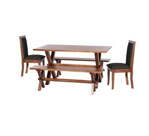 Juego De Comedor Sevilla 2 Sillas Girona + 2 Bancas Pu Negro