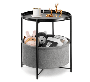 Round Side Table with Fabric Storage Basket42×42×52cm
