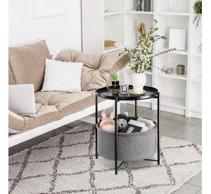 Round Side Table with Fabric Storage Basket42×42×52cm