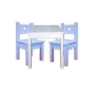 Mesa Infantil Blanca con 2 Sillas Lilas