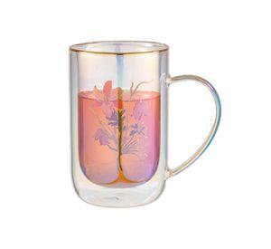Mug Bhoro Doble Vidrio Botanical Bouquet Iridescent 470 ml
