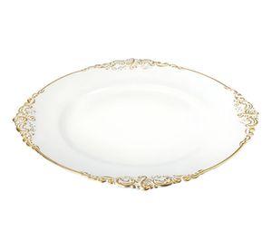 Set 3 Bajo Plato Base Decorativo Blanco Y Borde Dorado Jhn