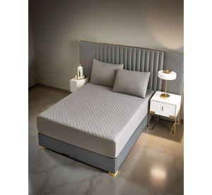 CUBRECOLCHON IMPERMEABLE 2 PLAZAS COLOR GRIS CLARO