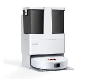 Robot aspiradora JONR T5 Lite con base de secado y lavado de mopa, dos mopas giratorias, LDS