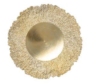 Set 3 Plato Base Redondo Dorado Brillante Decorativo Jhn