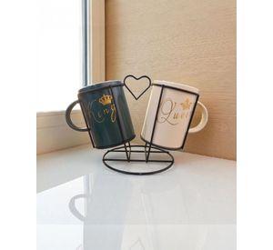 Juego de Tazas Con Base Decorativa King & Queen