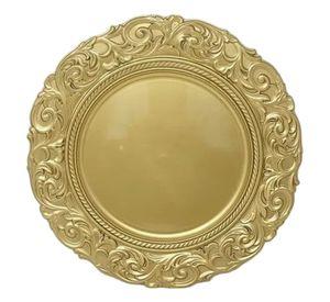 Set 3 Plato Base Borde Relieve Decorativo Elegante Jhn
