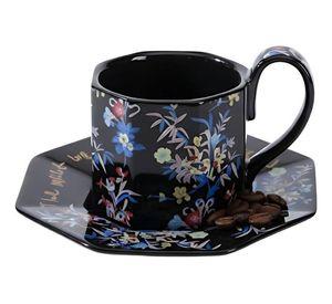 Taza Decorativa Elegante Platillo Floral Hogar Jhn