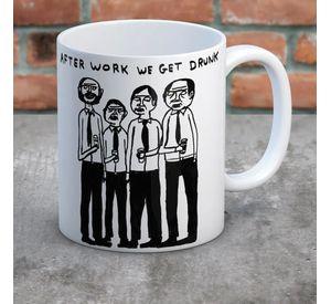 After Work We Get Drunk Taza Caf David Shrigley Brainbox Amarillo Dibujo