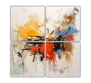 Pintura Abstracta En Lienzo Con Fondo Blanco 120x120 Cm