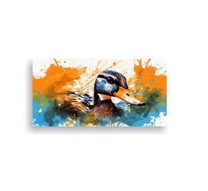 Cuadro Patos Vibrantes Y Naranjas Neo Pop Art En 120x60cm