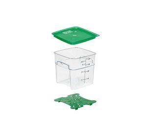 RECIP. GRAD CUADRAD POLICARB 4 LTS. CN TAPA VERDE Y DRENAJE