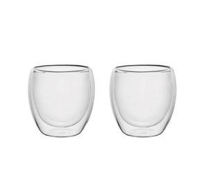 Set 2 Pzs Tazas Doble Pared 80ml Vidrio Borosilicato Lugano