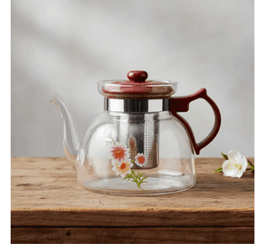 Tetera De Vidrio Con Infusor Floral 1100ml