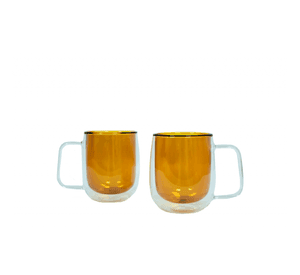 Set 2 Pzs Tazas Doble Pared 400ml Borosilicato Ambar Lugano