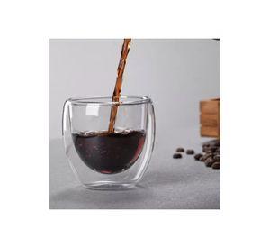 Juego 4 Tazas MUG Café Vidrio Doble Pared Térmico 80 ML