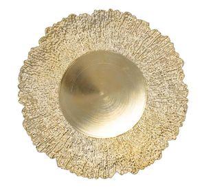 Set 3 Plato Base Redondo Dorado Brillante Decorativo Jhn