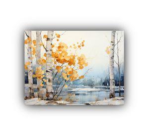 Pintura Abstracta Combinación De árbol Aspen En Blanco Y D 75x50cm