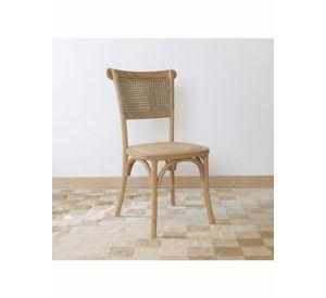 Silla Comedor Madera Rattan Crossback Tejida Venhoouse Marrón Claro