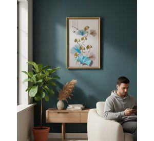 Cuadro Decorativo Diseño Hojas Ginkgo Adorno Relieve Jhn