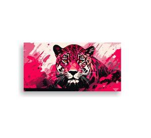 Cuadro Multicolor Jaguar En Rojo Y Rosa Neo Pop Ar 160x80cm