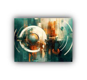 Pintura De Pared Abstracta Espacial En Cobre Y Blanco 40x30cm