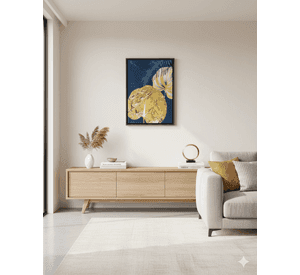 Cuadro Minimalista Azul y Dorado 30x40cm