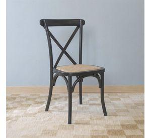 Silla Comedor Madera Negra Rattan Apilables Crossback Venhoouse
