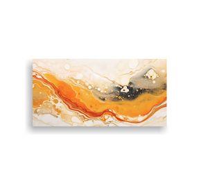 Pintura Relieve Naranja Blanco Técnica Monotipo 120x60 Cm