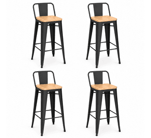 Pack 4 Pisos De Metal Tolix Asiento Madera
