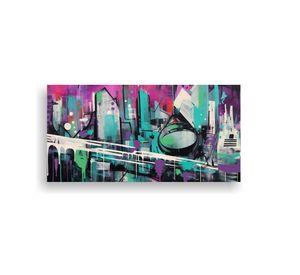 Cuadro En Bastidor Expresión Urbana Abstracta 40x20cm