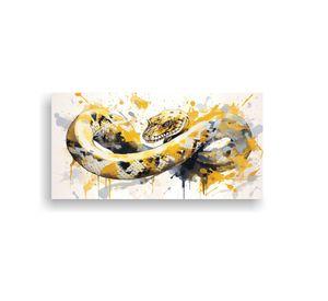Cuadro Neo Pop Art Python En Blanco Y Dorado Con C 40x20cm