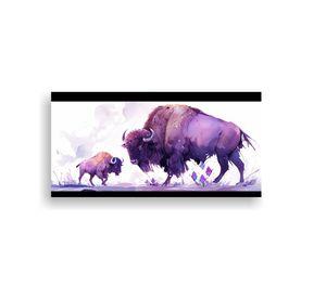 Pinturas En Acuarela Bison Y Buffalo En Tonos 60x30cm