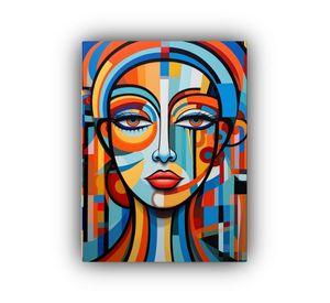 Cuadro Abstracto Con Diseño De Rayas Coloridas En Lienzo De 40x60cm