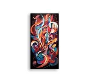 Cuadro Musical Abstracto En Bastidor, Notas 70x140cm