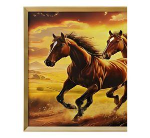Cuadro Decorativo Escena Caballos Marco Adorno Hogar Jhn
